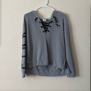 VS PINK Lace Up Lightweight Hoodie